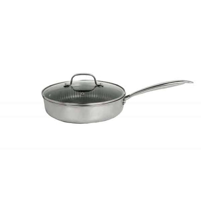 Tigaie inalta din inox, antiaderent, diametru 26 cm cu capac din sticla