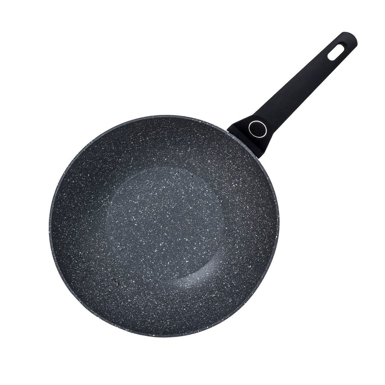 Tigaie wok aluminiu 28 cm, interior granit, maner soft touch, adancime 9 cm