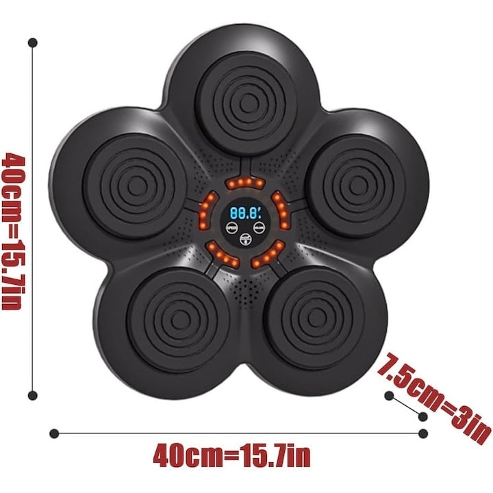 Tinta de antrenament pentru box, dimensiuni 40X40cm, Incarcare USB, Bluetooth, pentru copii si adulti, cu difuzor incorporat, montabil pe perete, negru