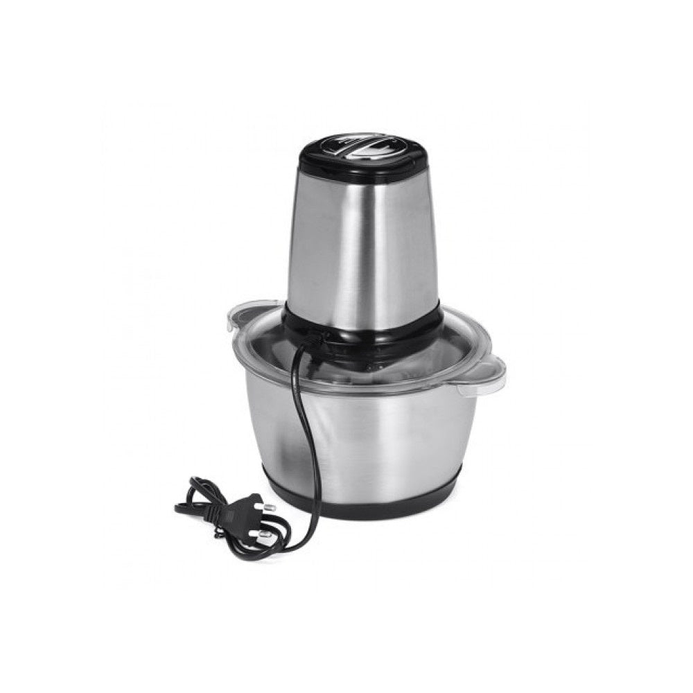 Tocator electric, cu vas din inox, capacitate 2L, putere 250W, cu lame ascutite si durabile, negru/gri
