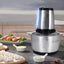 Tocator electric, cu vas din inox, capacitate 2L, putere 250W, cu lame ascutite si durabile, negru/gri