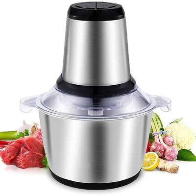 Tocator electric multifunctional, capacitate 2L, putere 250W, cu bol din inox, cu 4 lame din otel inoxidabil, gri