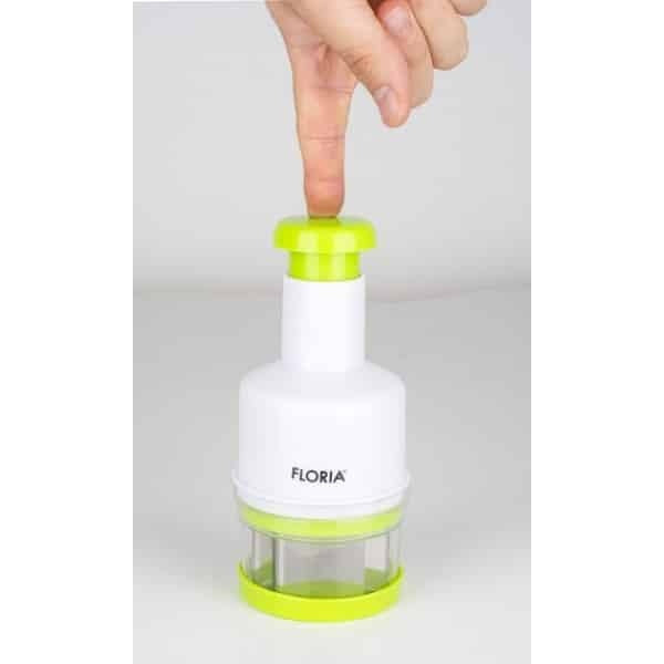 Tocator manual pentru ceapa, 23x9 cm, plastic alb-verde