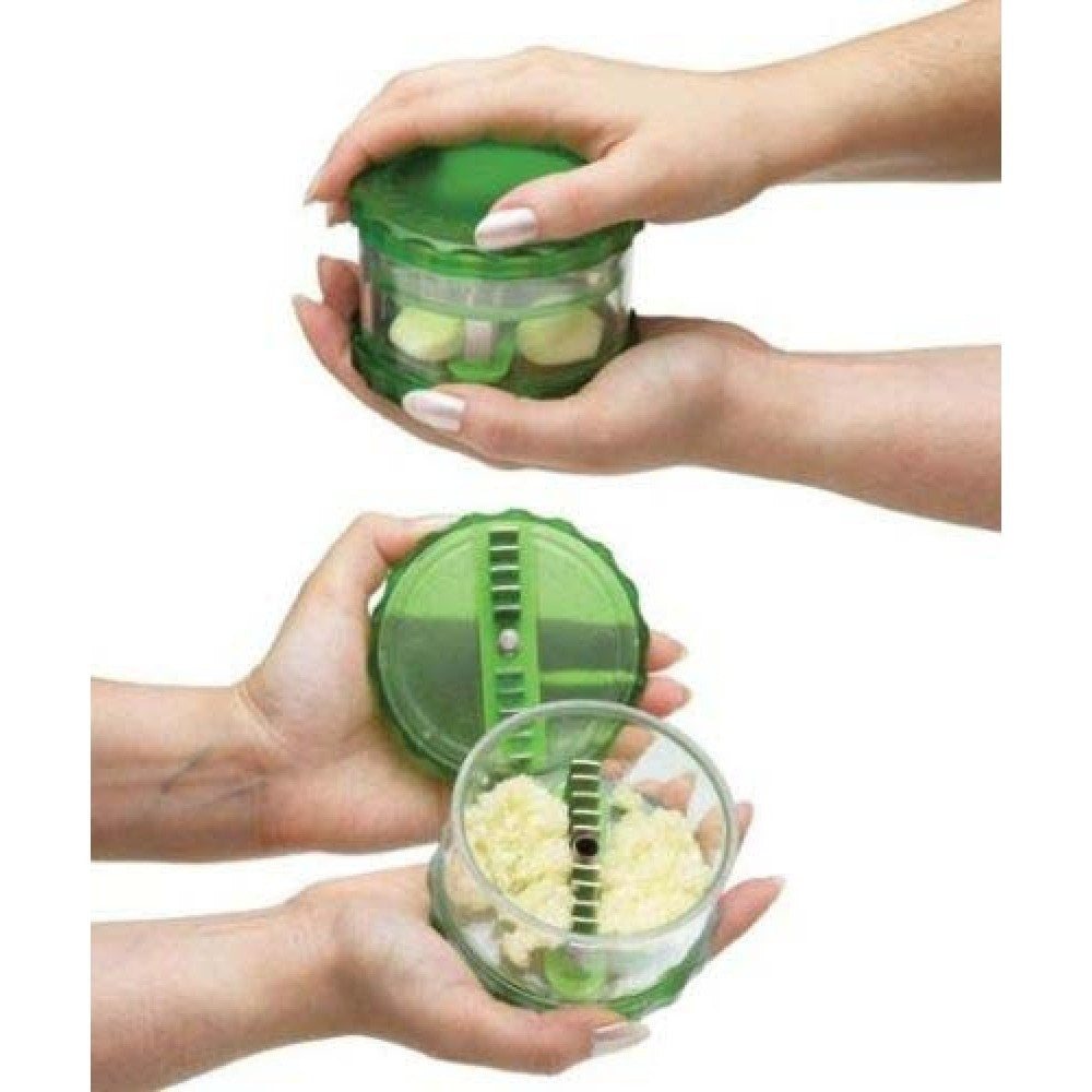 Tocator usturoi, garlic pro, cu 10 lame din otel, verde