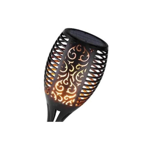 Torta LED Incarcare Solara FOXMAG24, Efect de Flacara, Acumulator Intern, 96 LED-uri, Aprindere Secventiala, Senzor de Lumina, Negru