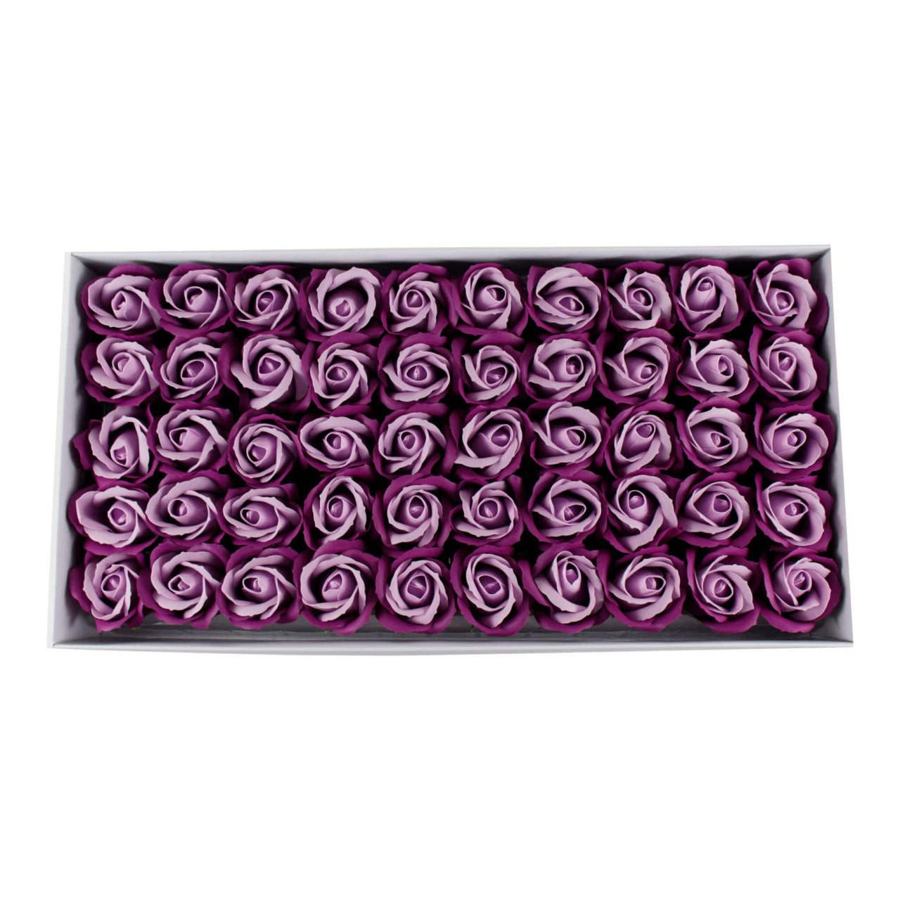 Trandafiri 2 culori din sapun, fucsia-lila prafuit, set 50 bucati