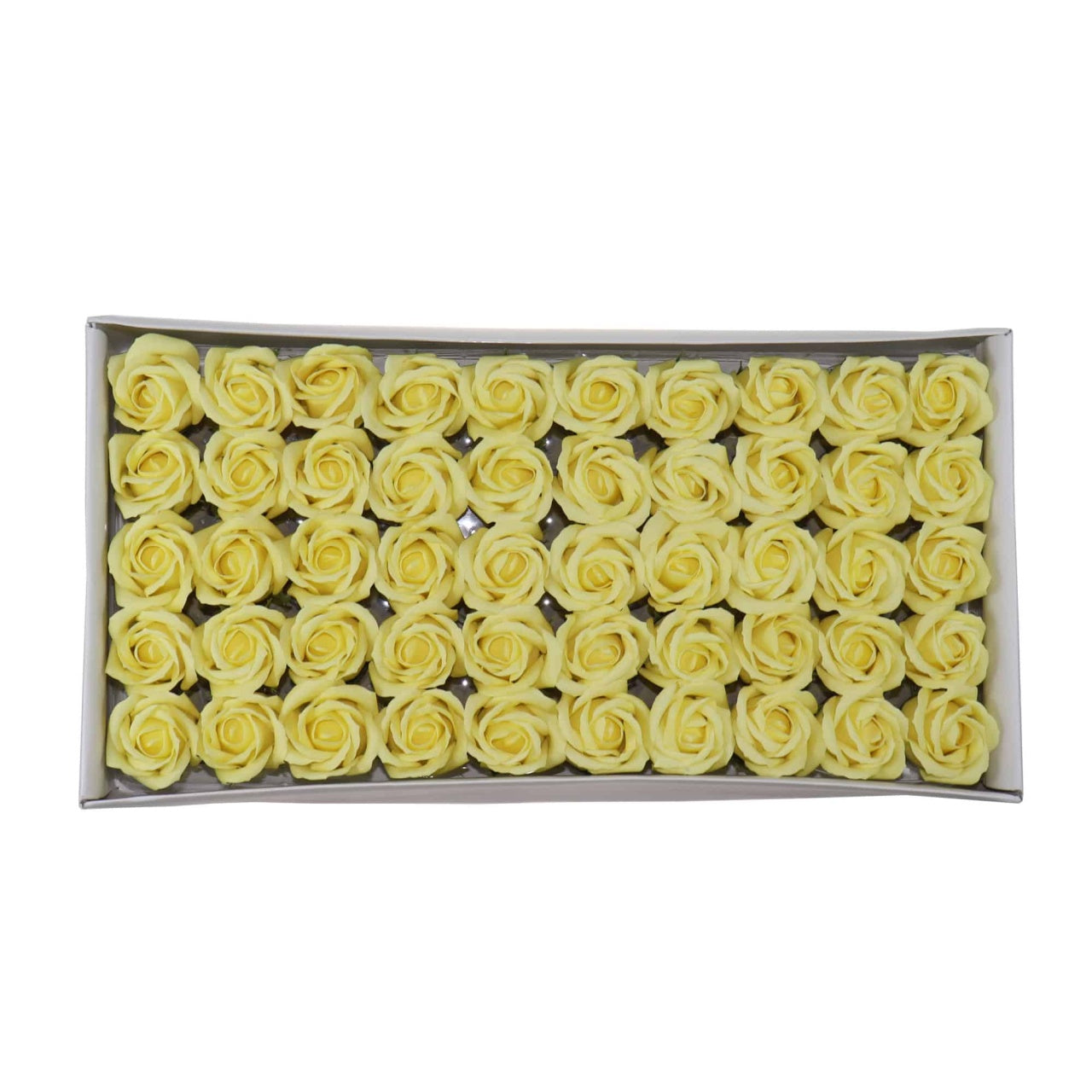 Trandafiri din sapun, set 50 bucati, parfum fin, culoare galben pai