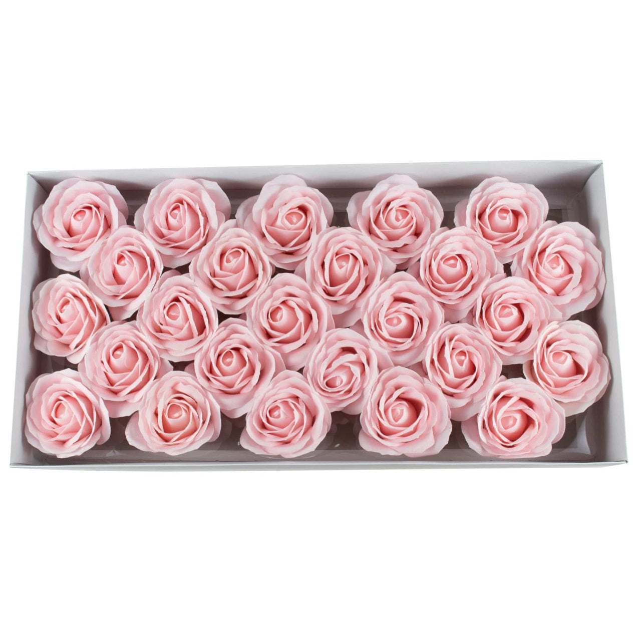 Trandafiri mari din sapun cu parfum fin, set 25 bucati, roz pal