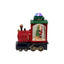 Tren locomotiva decorativa, glob Craciun cu Mos Craciun, bradut si ninsoare, ventilator zapada, functie muzicala si jocuri de lumini LED, rosu