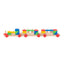 Trenulet din lemn fag cu locomotiva si 2 vagoane, 58x5x9cm, forme geometrice