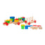 Trenulet din lemn fag cu locomotiva si 2 vagoane, 58x5x9cm, forme geometrice