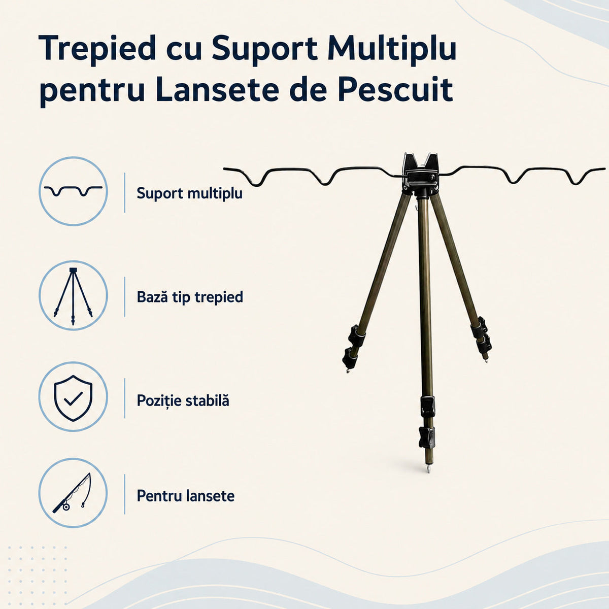 Trepied cu Suport Multiplu pentru Lansete de Pescuit – caracteristici și beneficii