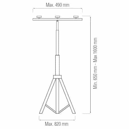 Trepied dublu reglabil pentru 2 proiectoare, inaltime 65-160 cm, baza 82 cm