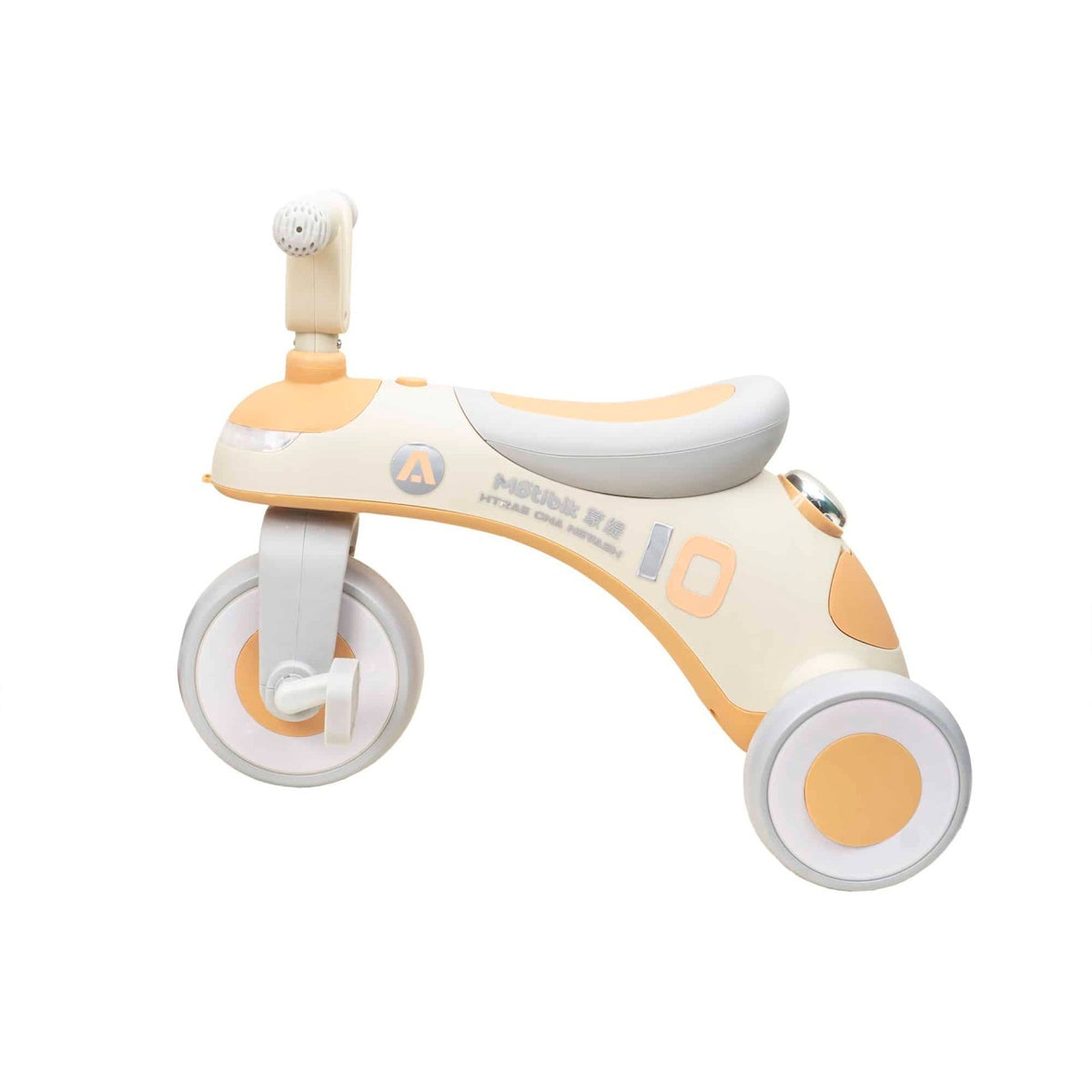 Tricicleta din plastic cu pedale, muzica si lumina, galben, pentru copii