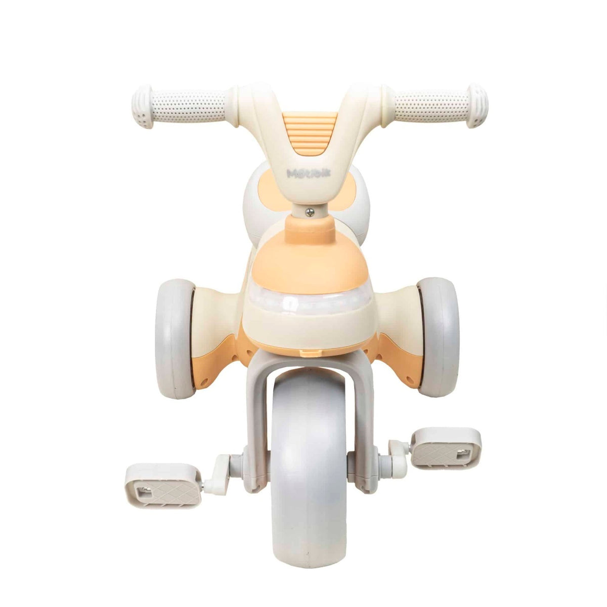 Tricicleta din plastic cu pedale, muzica si lumina, galben, pentru copii