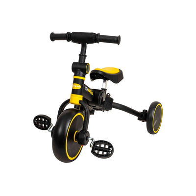 Tricicleta pliabila 2 in 1 pentru copii, reglabila, negru-galben