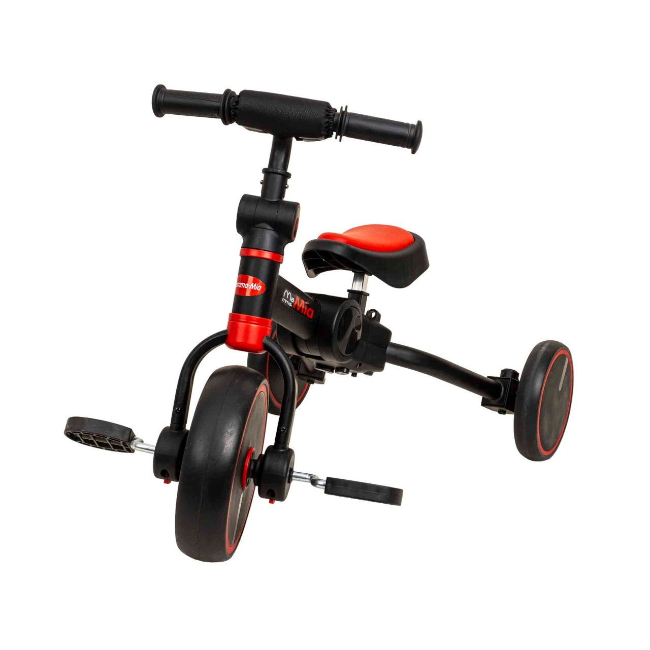 Tricicleta pliabila 2 in 1 pentru copii, reglabila, negru-rosu