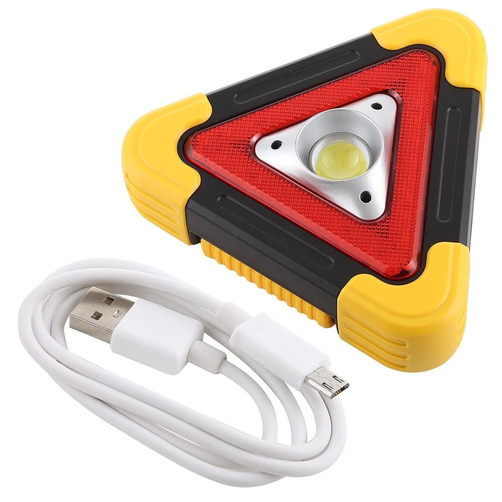 Triunghi SOS Cu Lanterna LED COB, FOXMAG24, LED Rosu , Incarcare Solara , USB , Acumulator Integrat , Galben