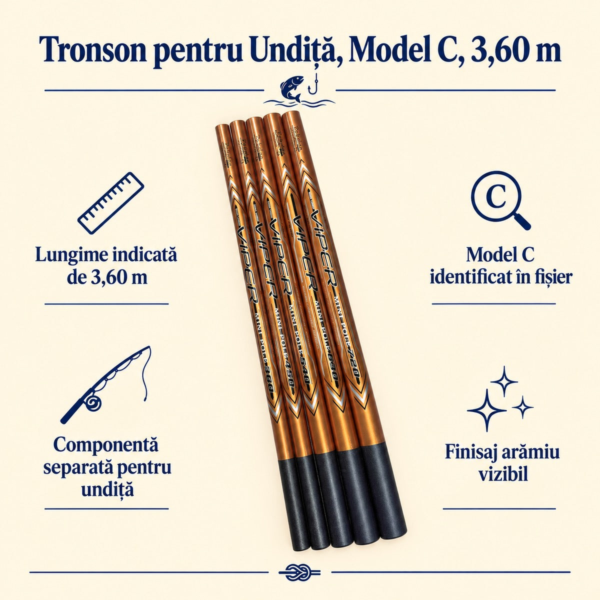 Tronson pentru Undiță, Model C, 3,60 m – caracteristici și beneficii