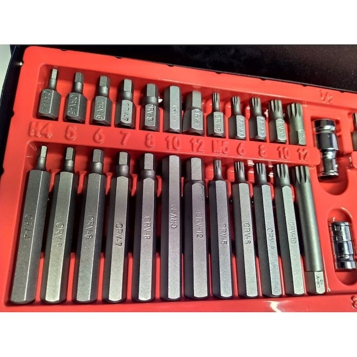 Trusa Biti Torx, cu 41 de piese, din metal, in cuite de protectie, argintiu