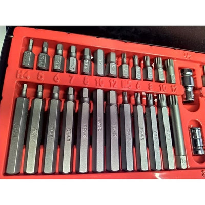 Trusa Biti Torx, cu 41 de piese, din metal, in cuite de protectie, argintiu