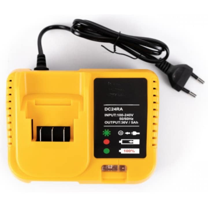 Trusa bormasina cu percutie, cu 2 acumulatori 36V, 26 accesorii, in cutie din plastic dur, negru/galben