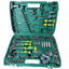 Trusa de chei cu 121 piese, din metal, maner ergonomic, dimensiuni 37X28,5X7,5 cm, in cutie de transport cu maner, negru/verde