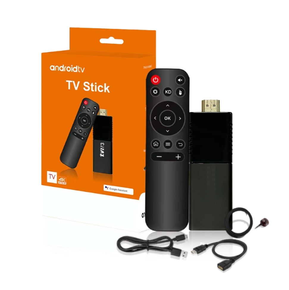 TV Stick Android 4K Ultra HD cu Asistent Google, telecomanda vocala, conectare HDMI și la internet prin Wi-Fi, negru