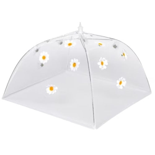 Umbrela alimentara, dimensiuni 36 x 36 x 36 cm, din dantela cu floricele, alb