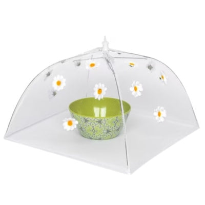 Umbrela alimentara, dimensiuni 36 x 36 x 36 cm, din dantela cu floricele, alb