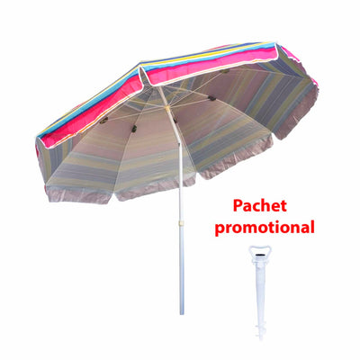 Umbrela de soare 2.4m cu suport burghiu alb, protectie UV, structura metalica