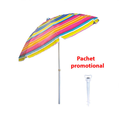Umbrela de soare 2m cu suport tip burghiu alb, structura metalica si protectie UV