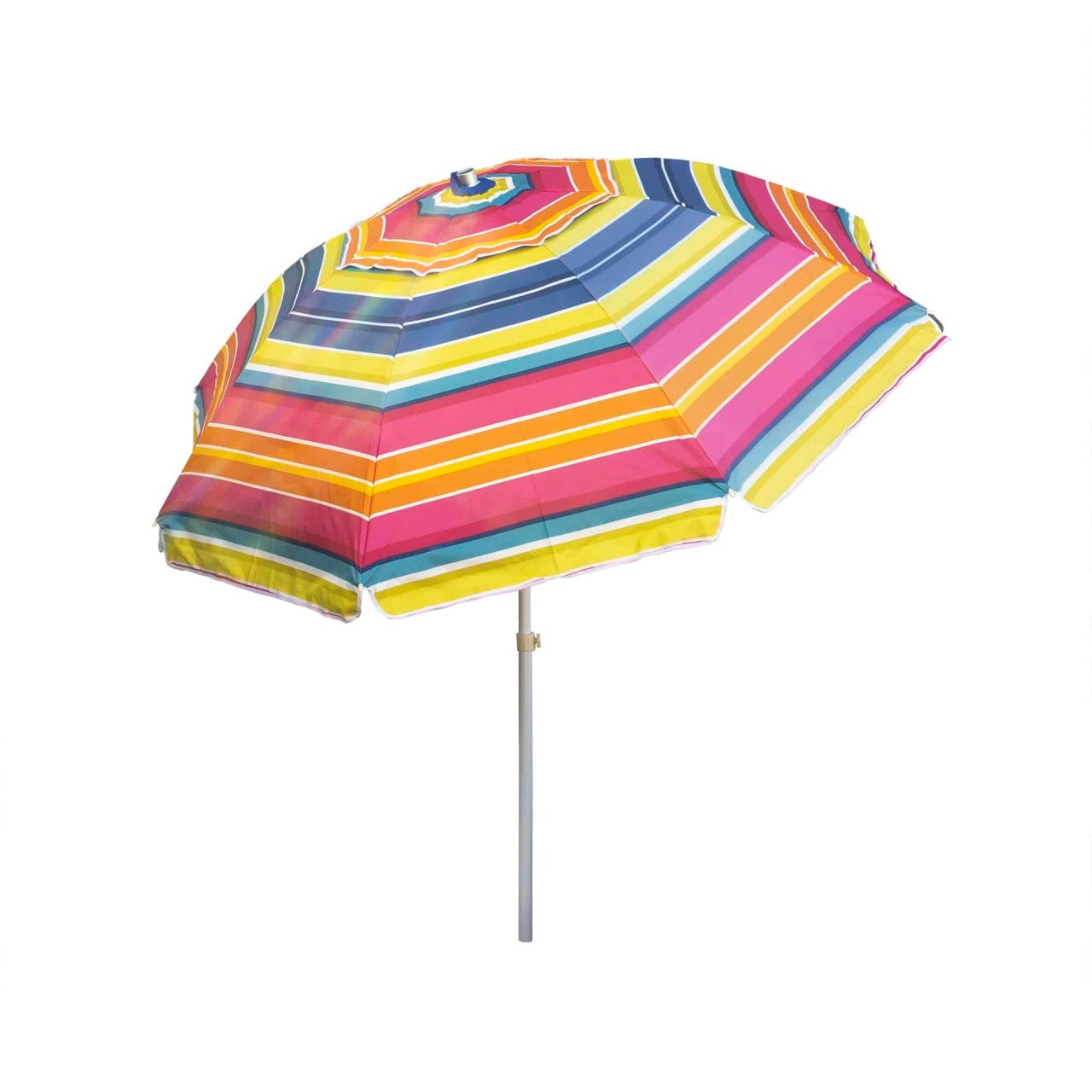 Umbrela de soare 2m cu suport tip burghiu alb, structura metalica si protectie UV