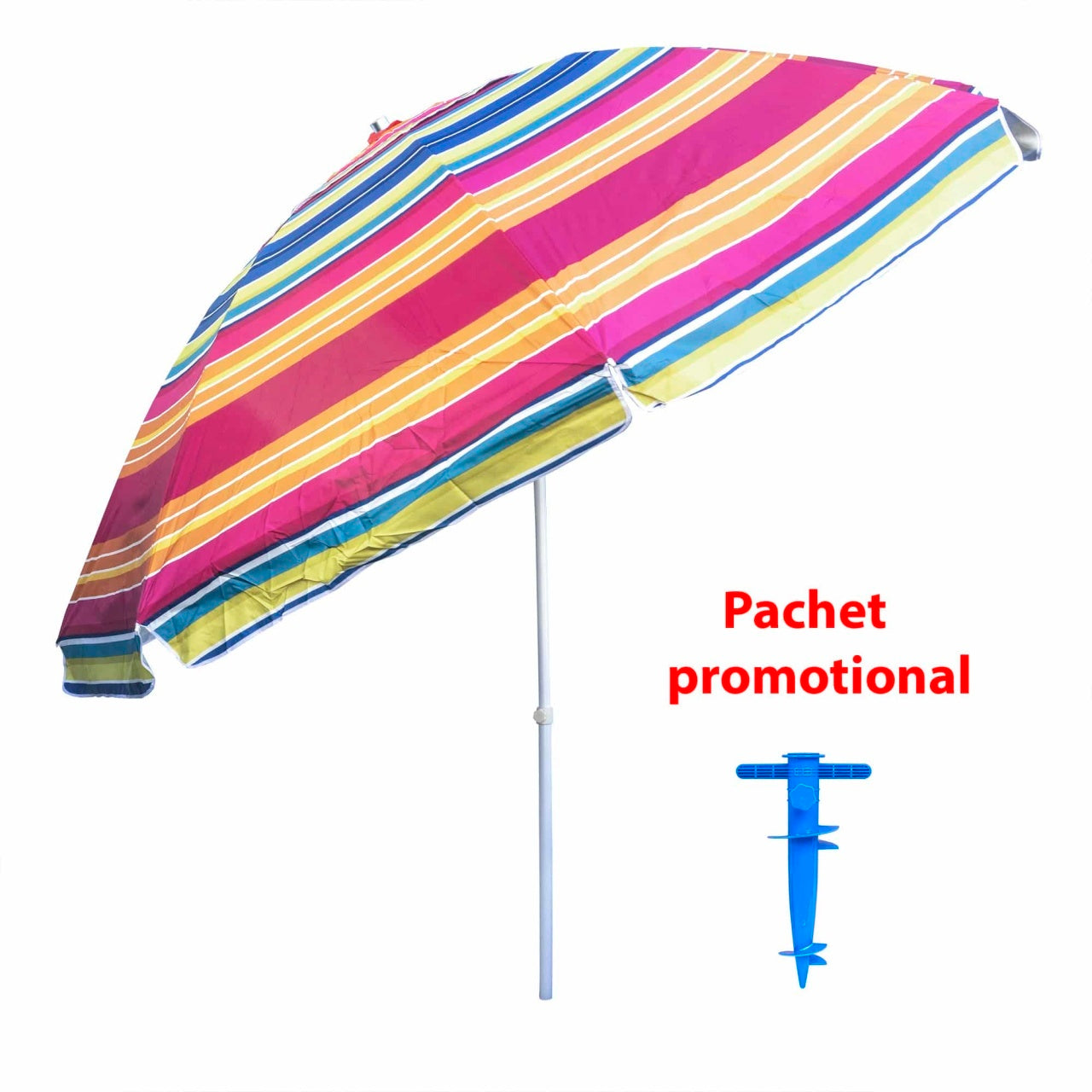 Umbrela de soare 3m cu suport tip burghiu albastru, protectie UV, structura metalica