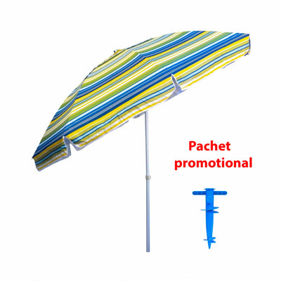 Umbrela protectie solara 2.4m cu suport tip burghiu albastru, structura metalica
