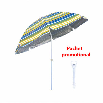Umbrela protectie solara 2m cu suport tip burghiu alb, structura metalica inclinabila