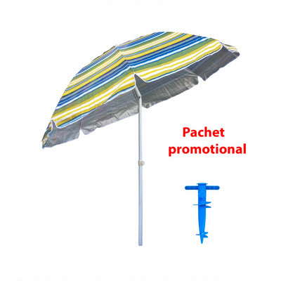 Umbrela protectie solara 2m cu suport tip burghiu albastru, metalica si reglabila