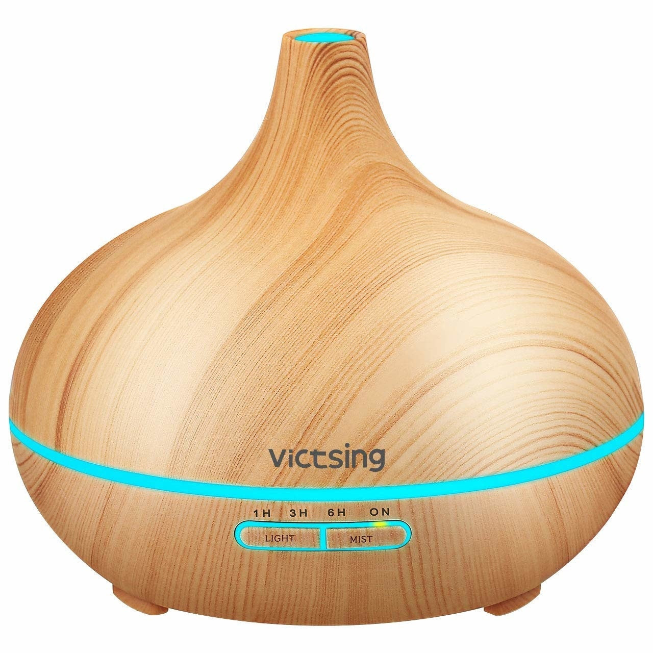 Umidificator cu abur rece VICTSING®, pentru aromaterapie, cu lumini LED, lemn natur