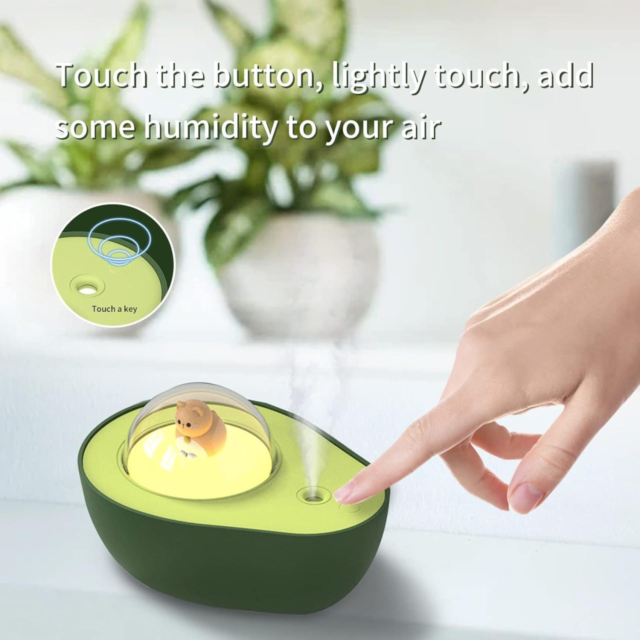 Umidificator portabil avocado, functie unica, 7.1oz, fara fir, 320 ml