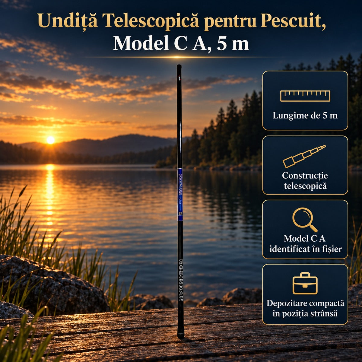 Undiță Telescopică pentru Pescuit, Model C A, 5 m – imagine principală promoțională