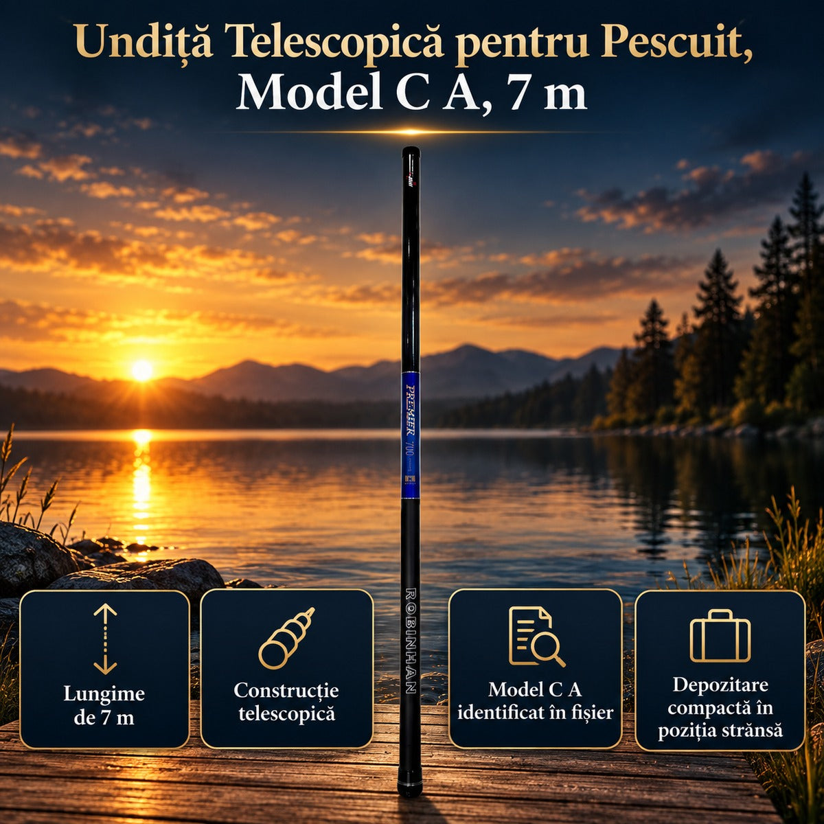 Undiță Telescopică pentru Pescuit, Model C A, 7 m – imagine principală promoțională