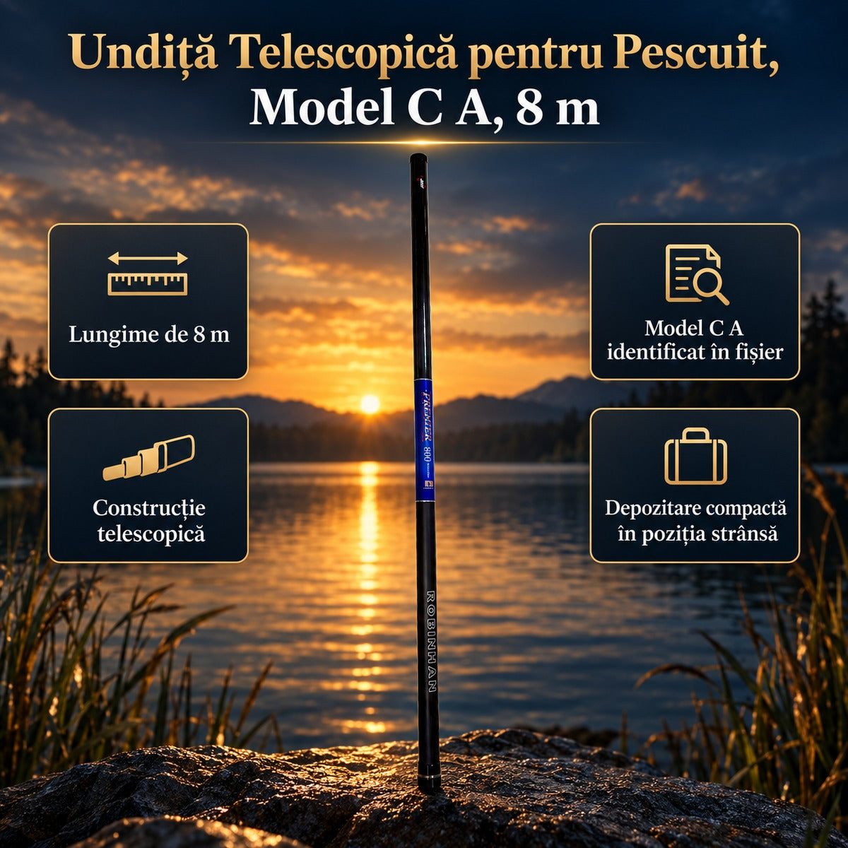 Undiță Telescopică pentru Pescuit, Model C A, 8 m – imagine principală promoțională