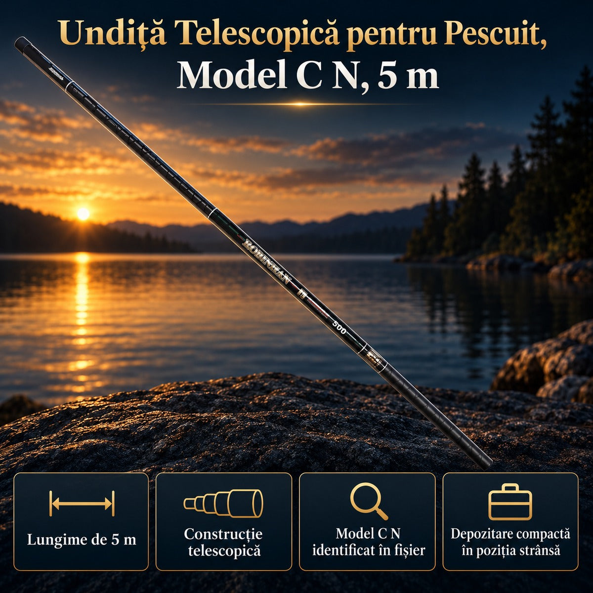 Undiță Telescopică pentru Pescuit, Model C N, 5 m – imagine principală promoțională