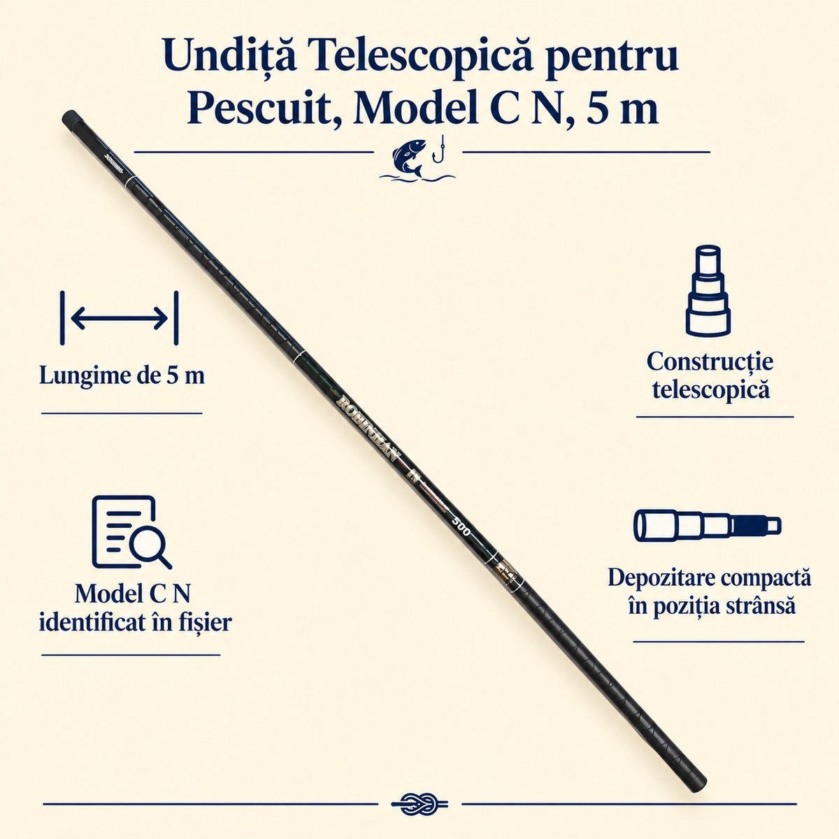 Undiță Telescopică pentru Pescuit, Model C N, 5 m – caracteristici și beneficii