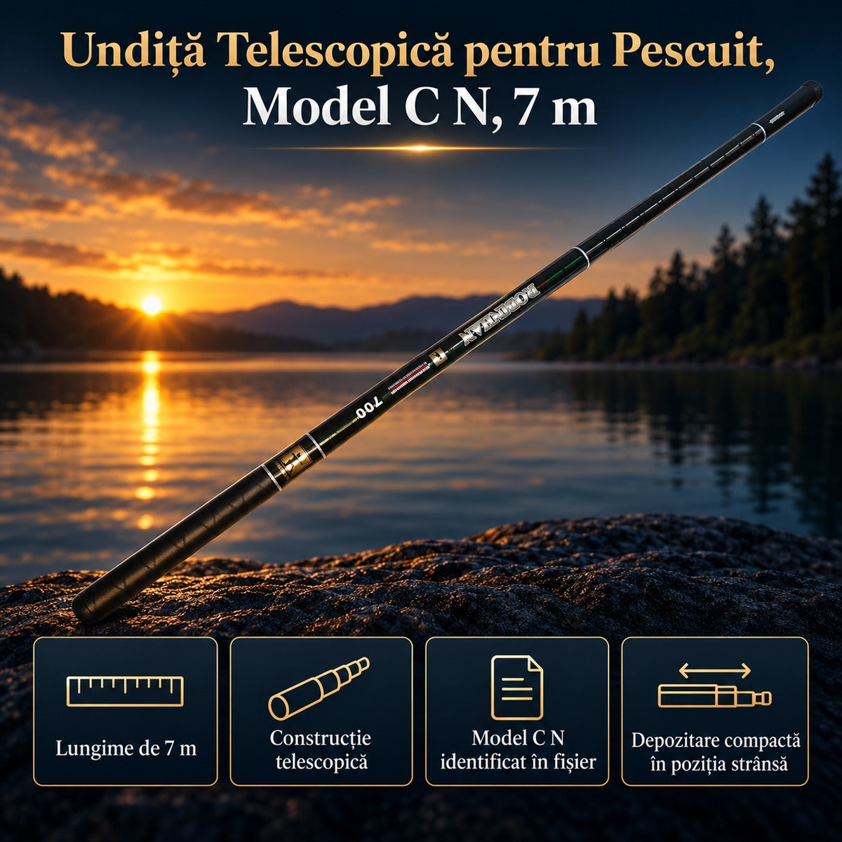 Undiță Telescopică pentru Pescuit, Model C N, 7 m – imagine principală promoțională
