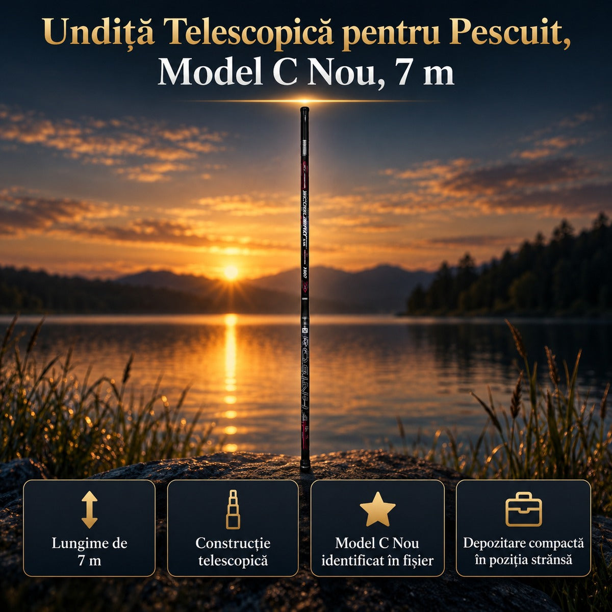 Undiță Telescopică pentru Pescuit, Model C Nou, 7 m – imagine principală promoțională