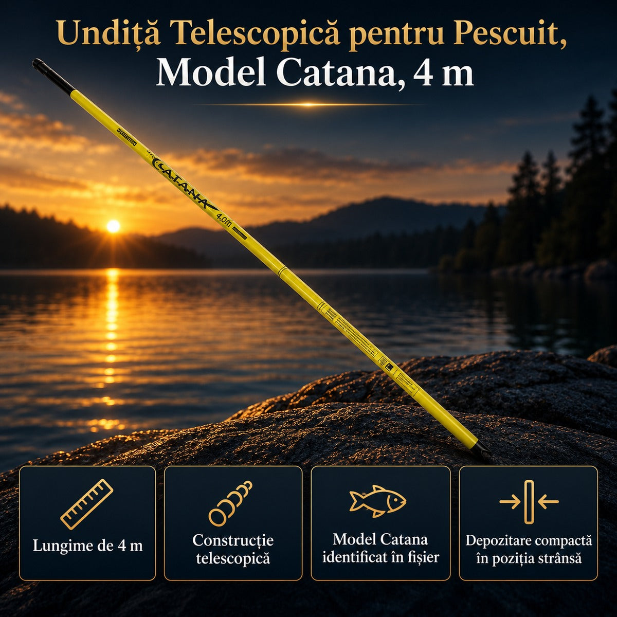 Undiță Telescopică pentru Pescuit, Model Catana, 4 m – imagine principală promoțională