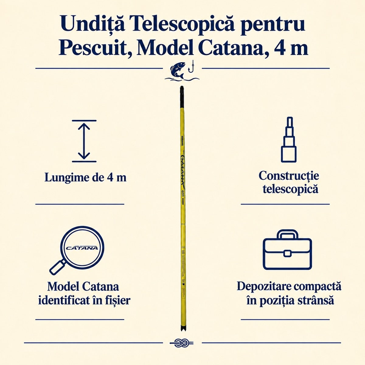 Undiță Telescopică pentru Pescuit, Model Catana, 4 m – caracteristici și beneficii