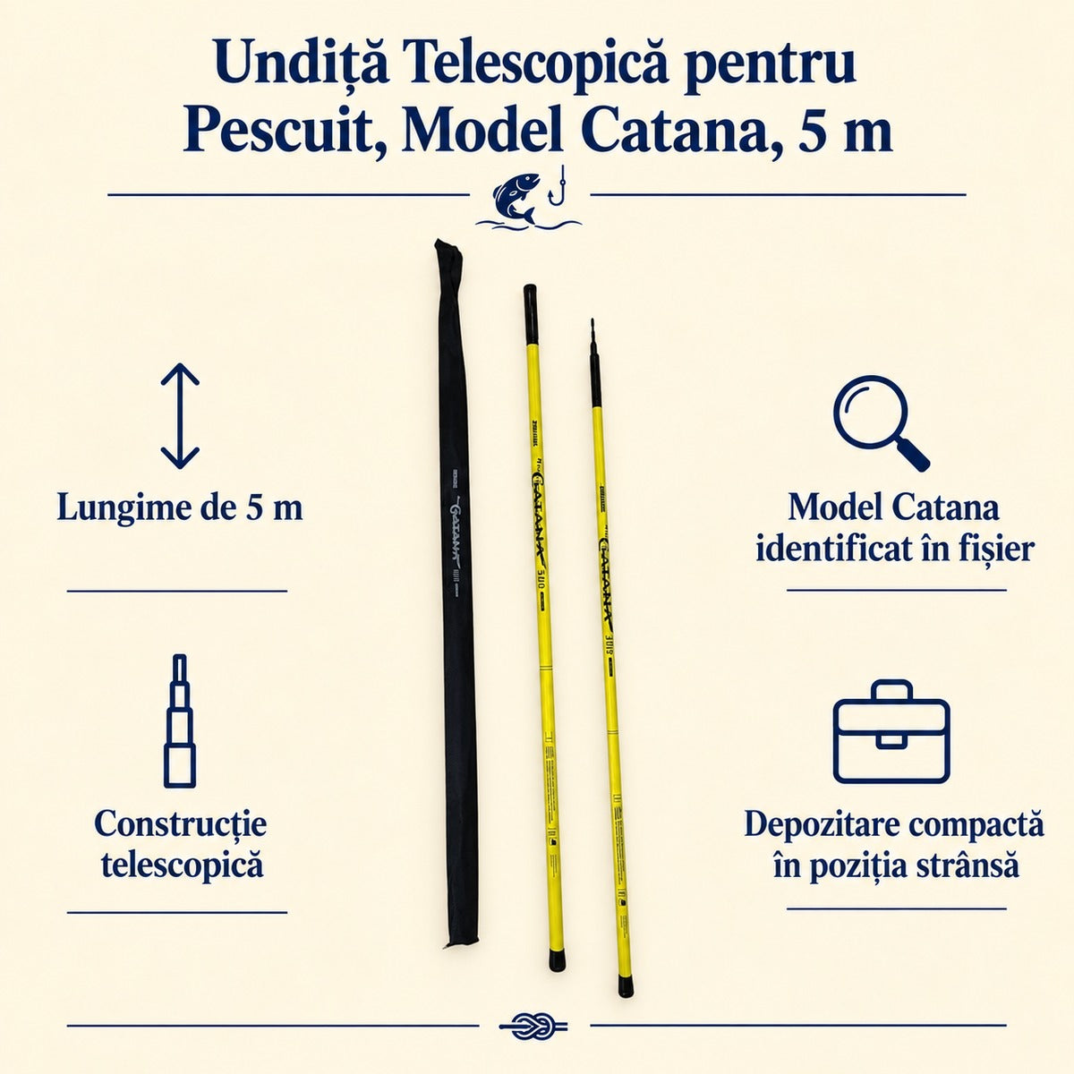 Undiță Telescopică pentru Pescuit, Model Catana, 5 m – caracteristici și beneficii