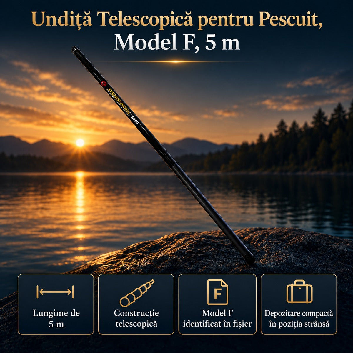 Undiță Telescopică pentru Pescuit, Model F, 5 m – imagine principală promoțională